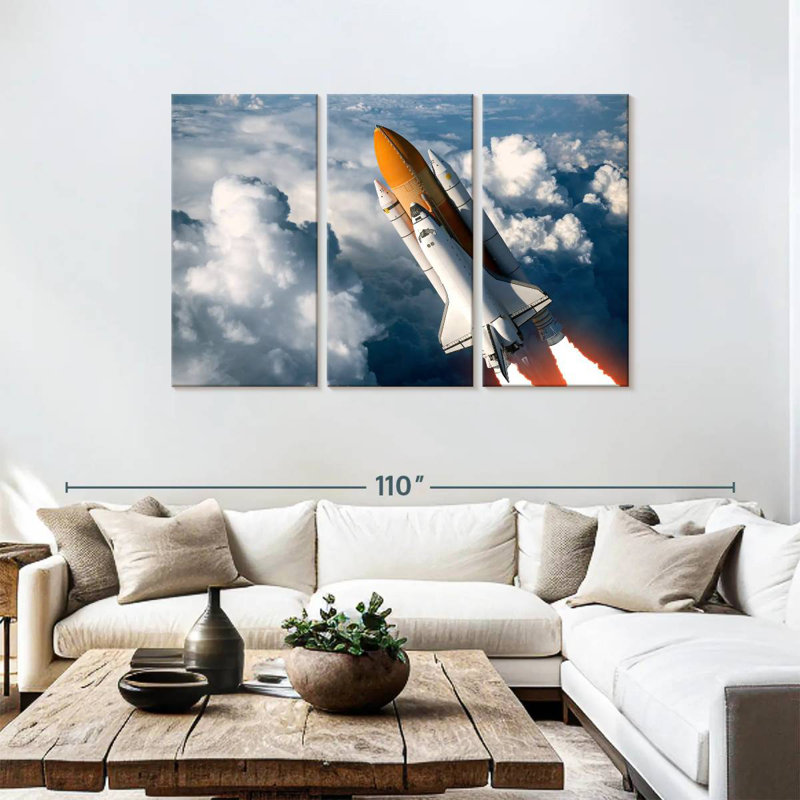 Oberle Cloudy Space Shuttle Flight, 48" H x 74" W