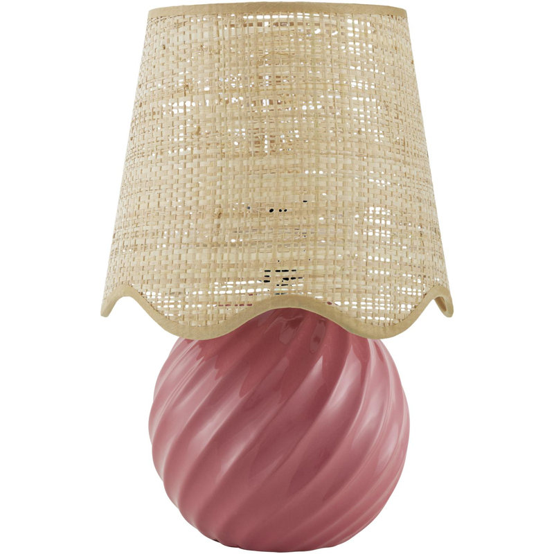 Wyatan Table Lamp, Rattan, Dark Pink