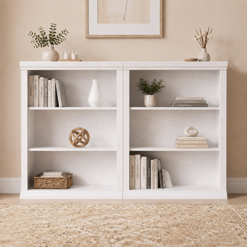 Bibliothèque standard en bois 37 po L x 27,6 po l (ensemble de 2), White