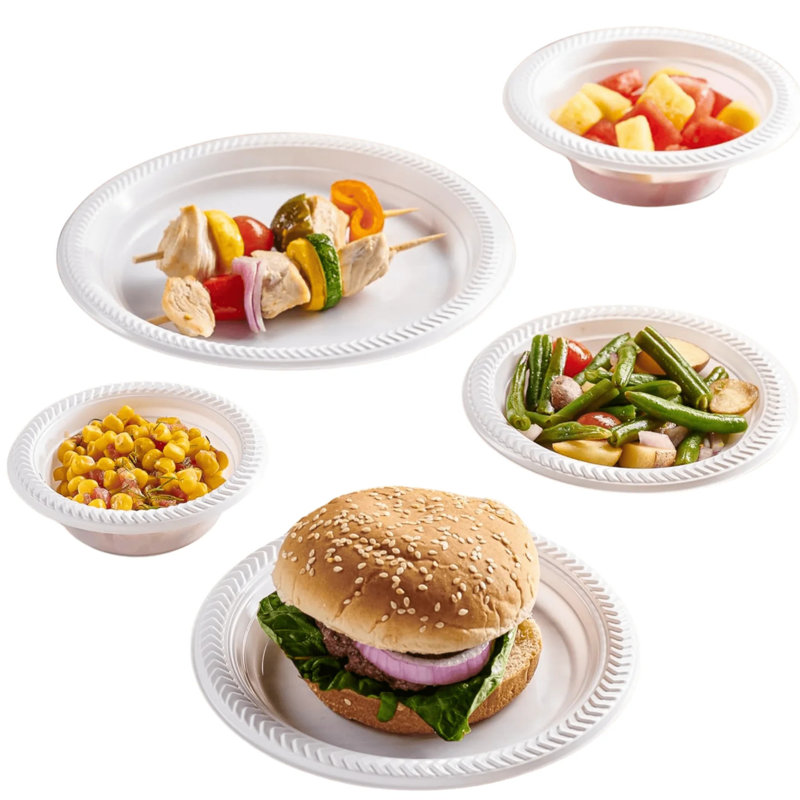 Disposable Plastic Serving Round Plates 7" White