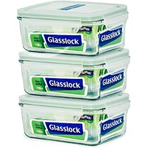 Glasslock Square Tempered Glass Food Container Set of 3 490ml/17oz 