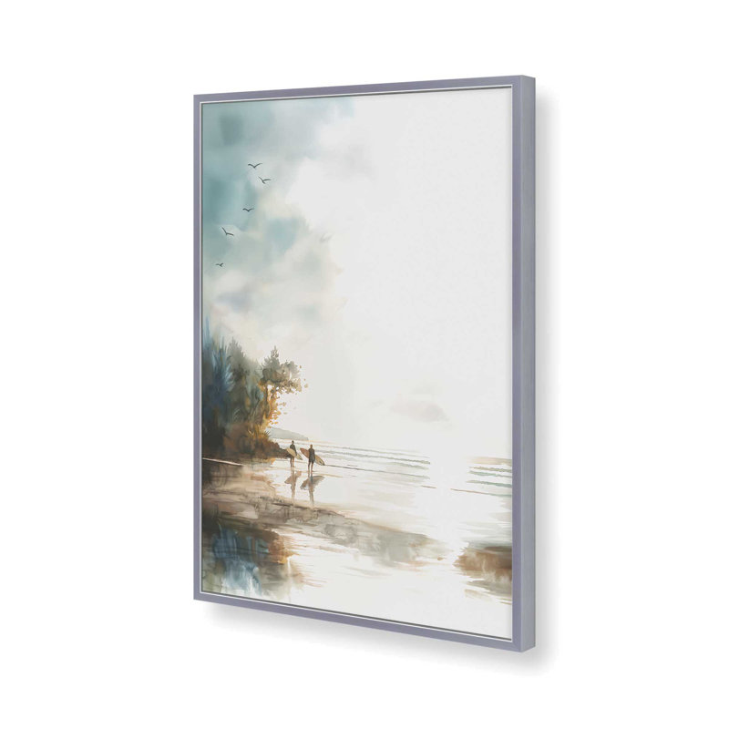 Impression encadrée Golden Coastline, 15.25" H x 12.25" W, Polished Chrome
