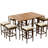 Ensemble de table de bar 10 pièces et huit tabourets avec coussins, ensemble bistro haut