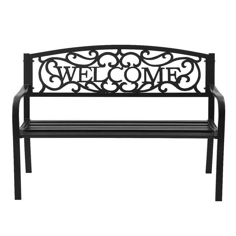 Asya Metal Outdoor Bench, Black