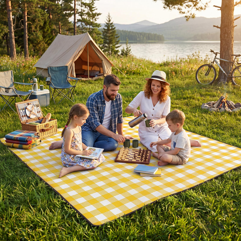 79" x 79" Waterproof 3-Layer Picnic Blanket, Extra Large Portable Outdoor Mat for Camping, Park, Concerts, and Family Outings