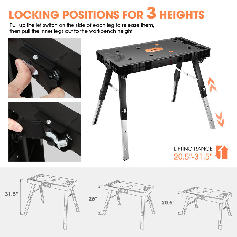 5'' W Plastic Top Workbench