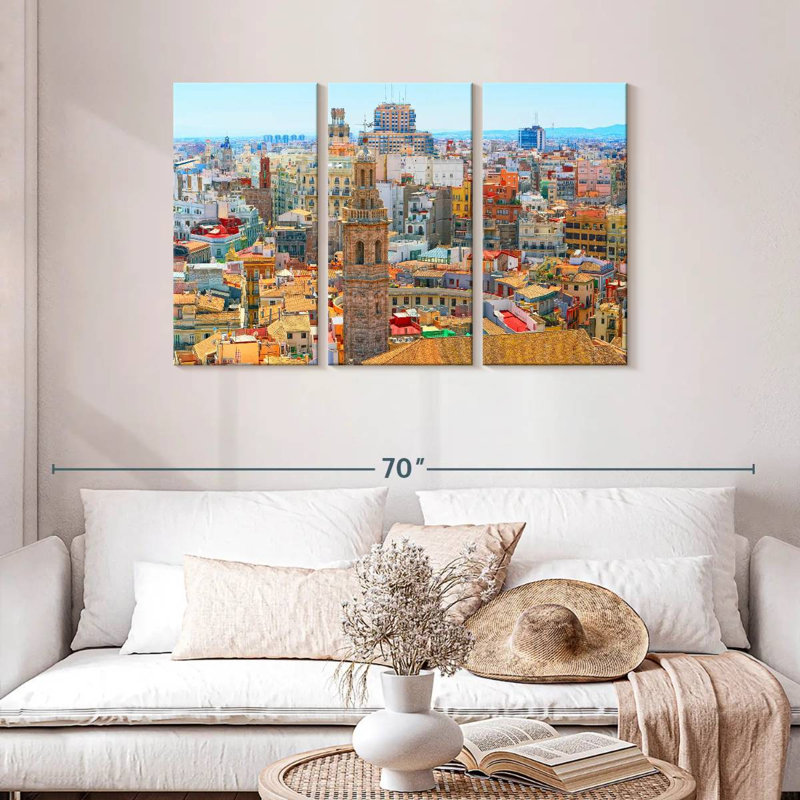 Paysage urbain de la ville R Valencia, H 28 po x l 45 po