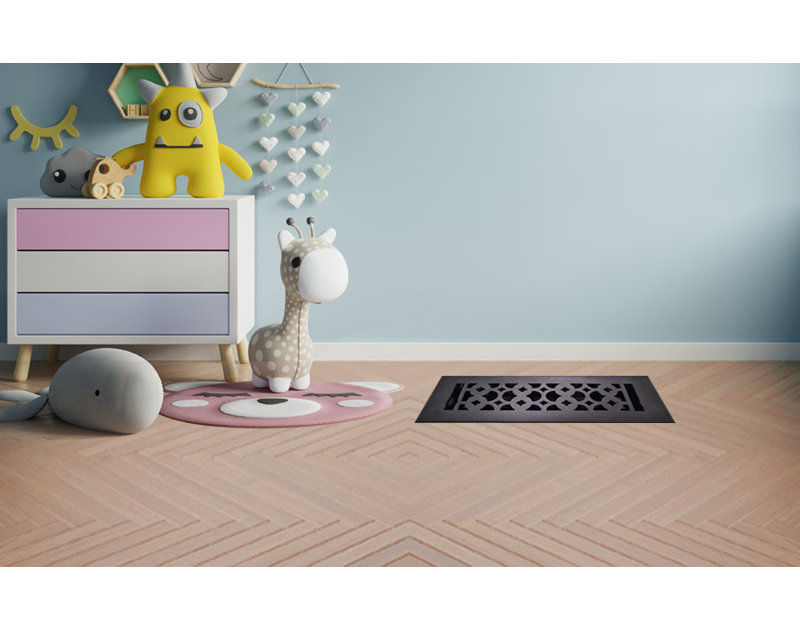 Taille de registre de la plaque de ventilation de plancher avec plaque supérieure de l'amortisseur, Brun, 14 po x 14 po