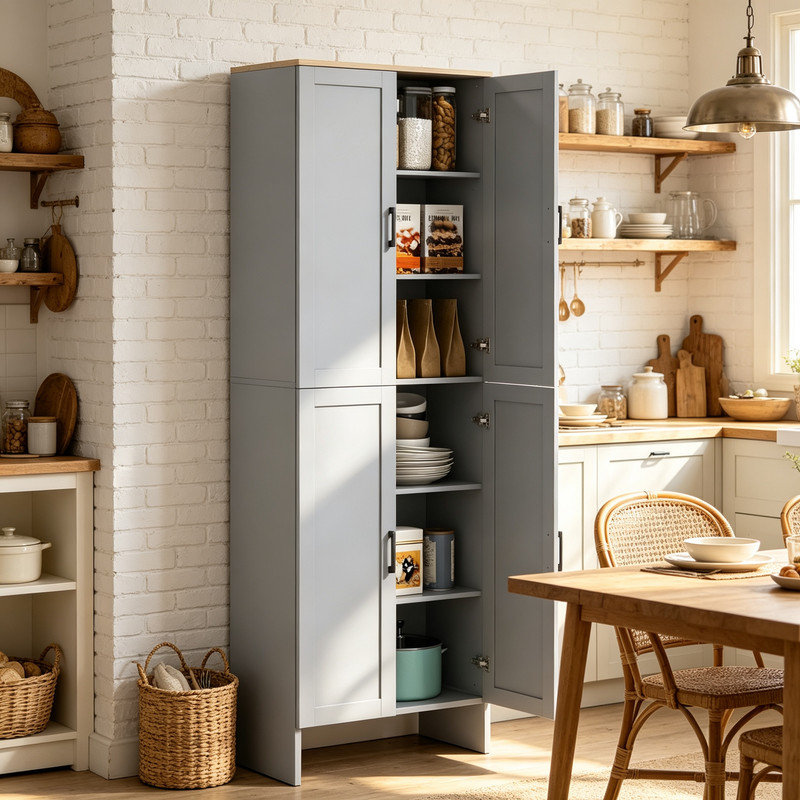 Engineered Wood 4 - Door Rectangle Accent Cabinet