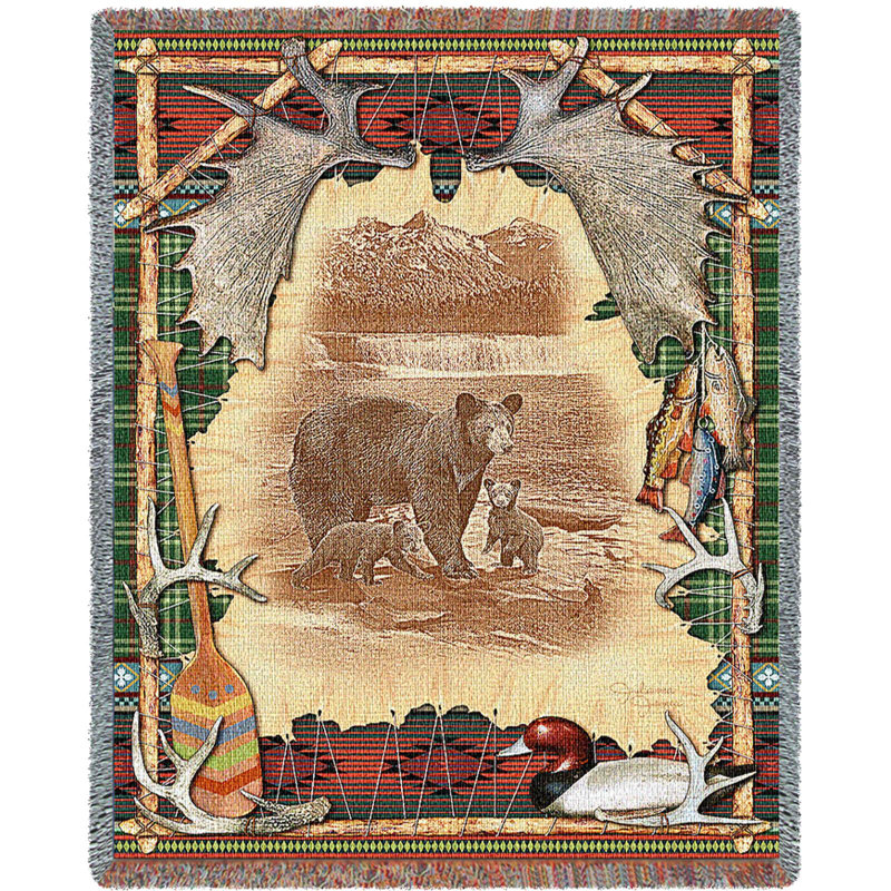 Jeté en coton tissé Pure Country Weavers Antler Lodge - Bears Wildlife Lake Lodge