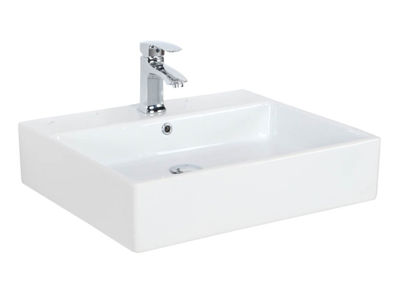 Simple 23.6'' L Bathroom Sink, Single Hole, Glossy White