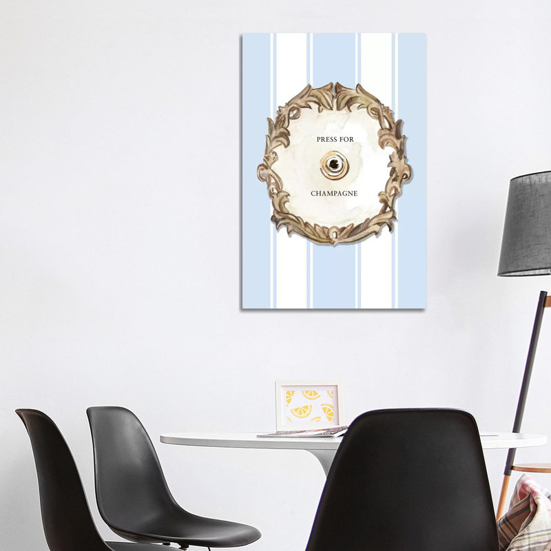 Press For Champagne (Blue) by Mercedes Lopez Charro - Wrapped Canvas Gallery-Wrapped Canvas Giclée