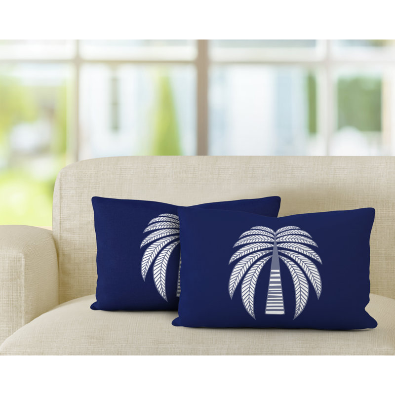 Polyester / Mélange de polyester Housse de coussin rectangulaire intérieure / extérieure lombaire et insert, Bleu marine