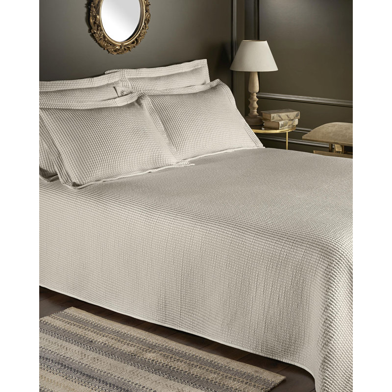 Locke Cotton Blend Solid Colour Bedspread, 220 x 270cm Bedspread, Cream