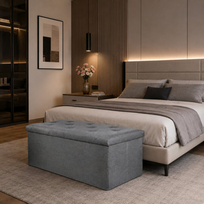 Banc de rangement avec repose-pieds 43 pouces