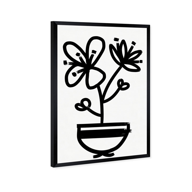 " Flowers In Bloom Floral And Botanical " Painting Print, Black Framed, 20" H x 30" W