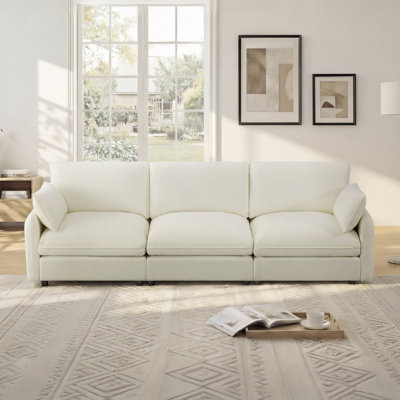112" Modern Upholstered 3-Seater Sofa