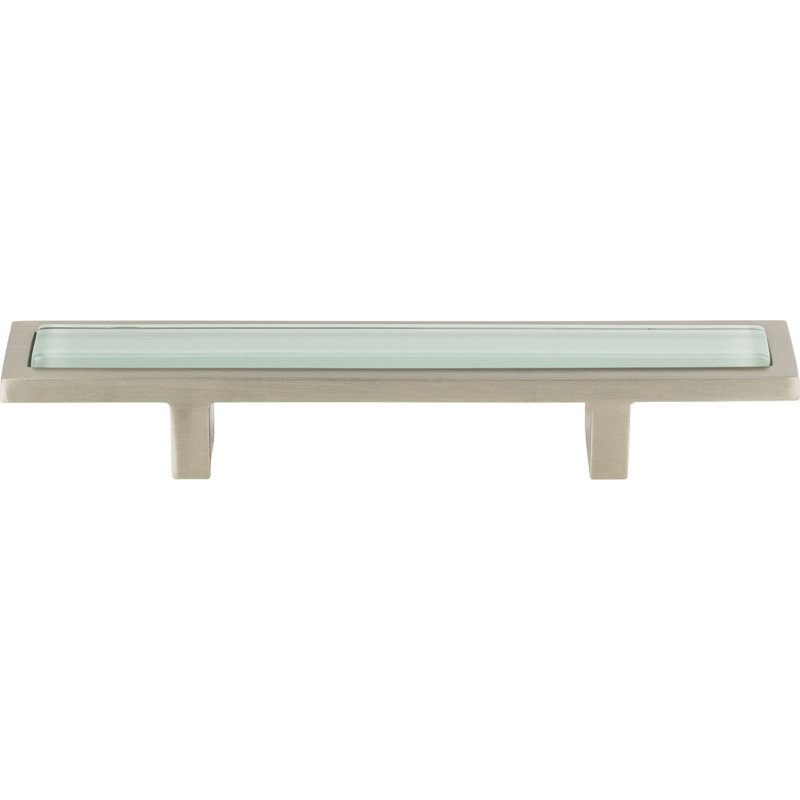 Spa 3" Center to Center Bar Pull, Brushed Nickel/Green