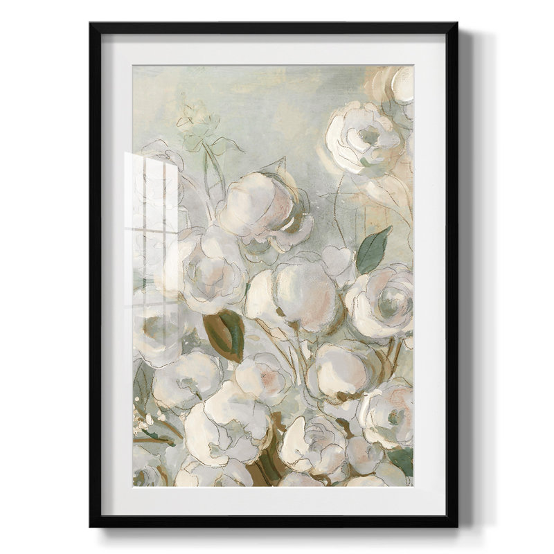 Impasto II - Toile tendue avec châssis, Papier avec cadre noir, Blanc