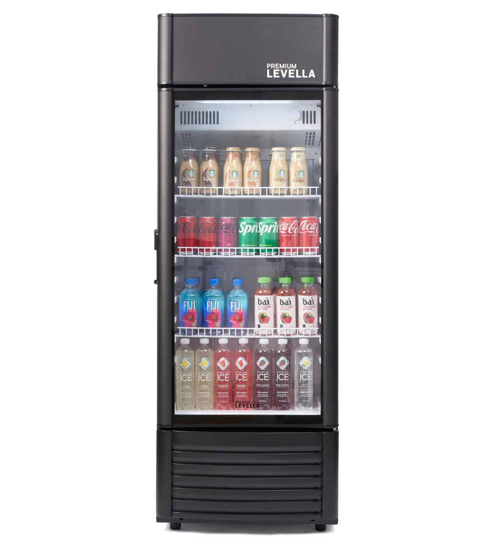 Premium Levella 22.64'' W Freestanding 168 Cans (12 oz.) 6.5 Cubic Feet Beverage Cooler with Glass Door Premium Levella