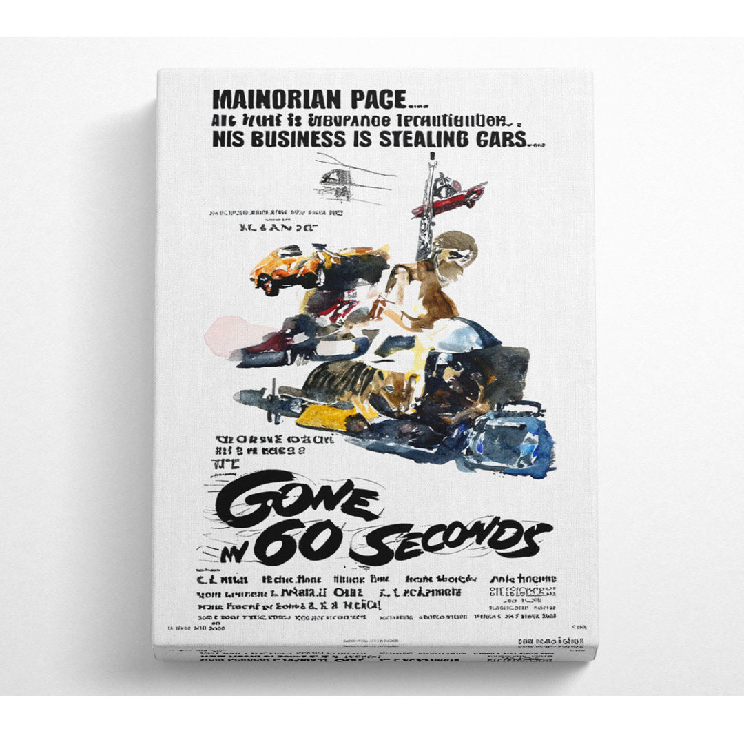 Gone In 60 Seconds Poster 1 - Kunstdrucke auf Leinwand - Wrapped Canvas