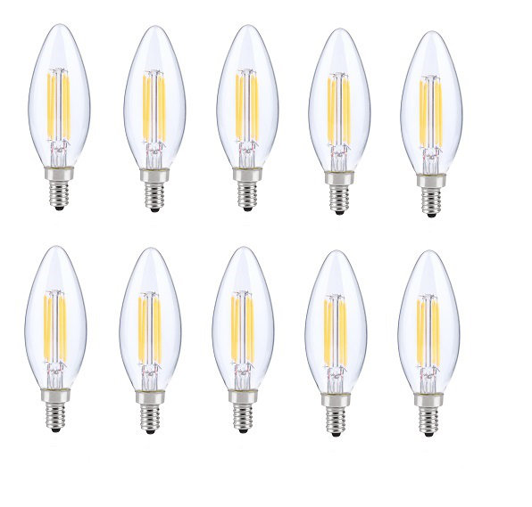 6W (40 Watt Equivalent) B10 E12 Dimmable LED Candelabra Light Bulb (Set of 10) Elegant Lighting