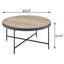 Table basse style vieilli en chêne gris et noir patiné, style industriel avec barre transversale en X