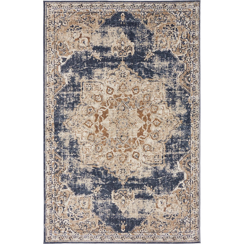 Tapis oriental beige / bleu / gris Widener, Rectangle 4 pi x 6 pi
