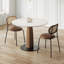 Table de salle à manger blanche en pierre frittée blanche avec bois de frêne avec table en acier au carbone pour la salle à manger / cuisine-608639922