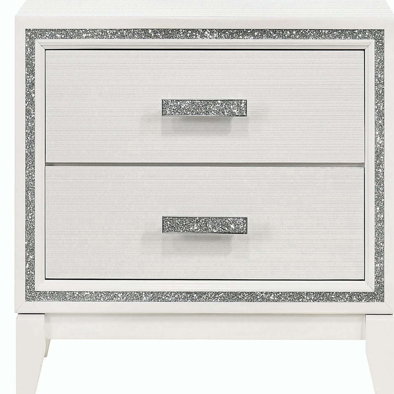 Table de chevet blanche à 2 tiroirs, Blanc