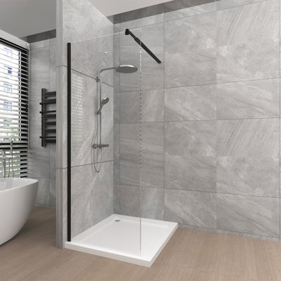 Maes 700mm - 720mm W x 1900mm H Single Added Semi-Frameless Walk In Glass Screens with Clear Glass
