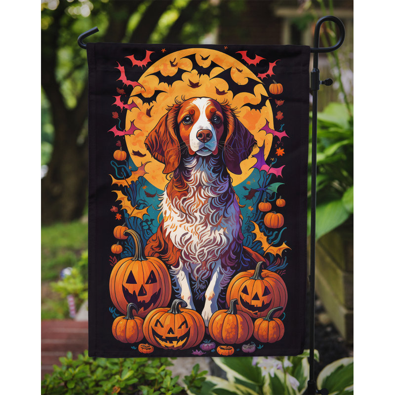 Drapeau d'Halloween épagneul Brittany, 15,5 po x 11,25 po