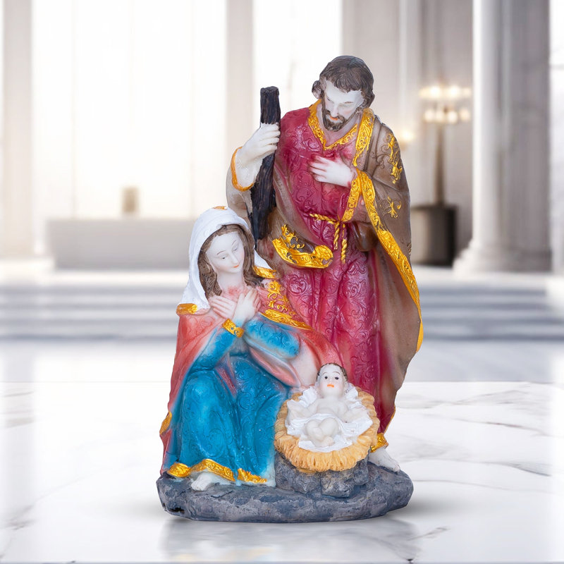 Statue de table Sacred Family en ivoire serein