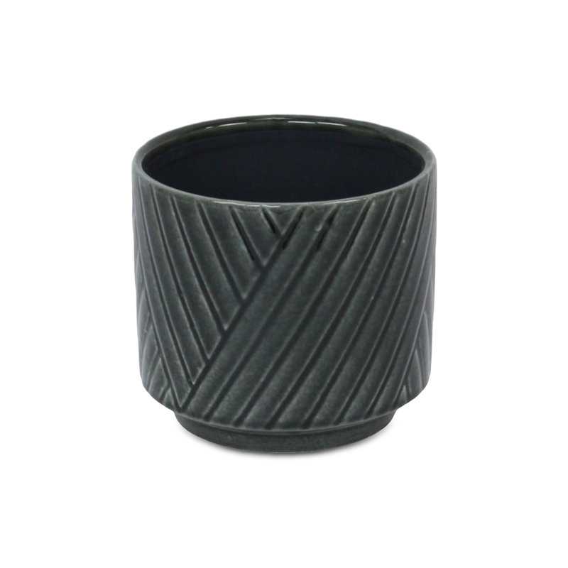 Kettering Handmade Ceramic Pot Planter, 5.25" H x 6" W x 6" D, Dark Gray