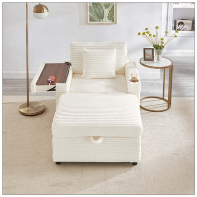 Fauteuil d'appoint confortable en velours côtelé