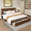 Lit en bois massif avec tête et pied de lit à grand panneau, 2 tiroirs de rangement, lumières DEL intégrées, station de charge USB, lit en bois de pin-1008586787-1008586790