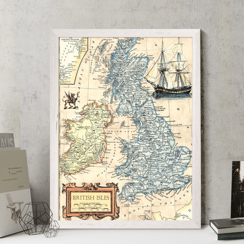 « britishs map map » par paul cezanne-cadre photo, impression sur toile, H 22 po x l 16 po x P 1 po, Toile avec cadre, Blanc