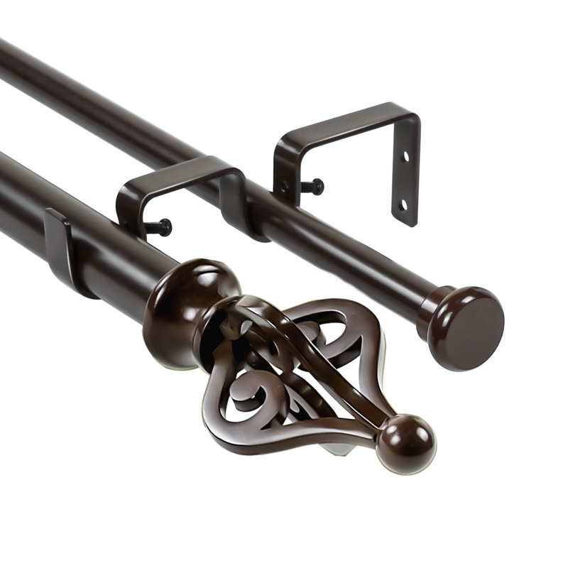 Tringle à rideaux double Summersville, Bronze, H 1 po x l 48 po x P 1 po