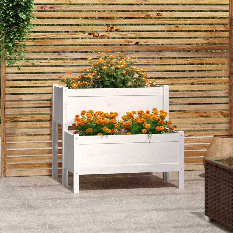 Anyssa Wood Raised Garden Bed, White, 75cm H x 84.5cm W x 84cm D