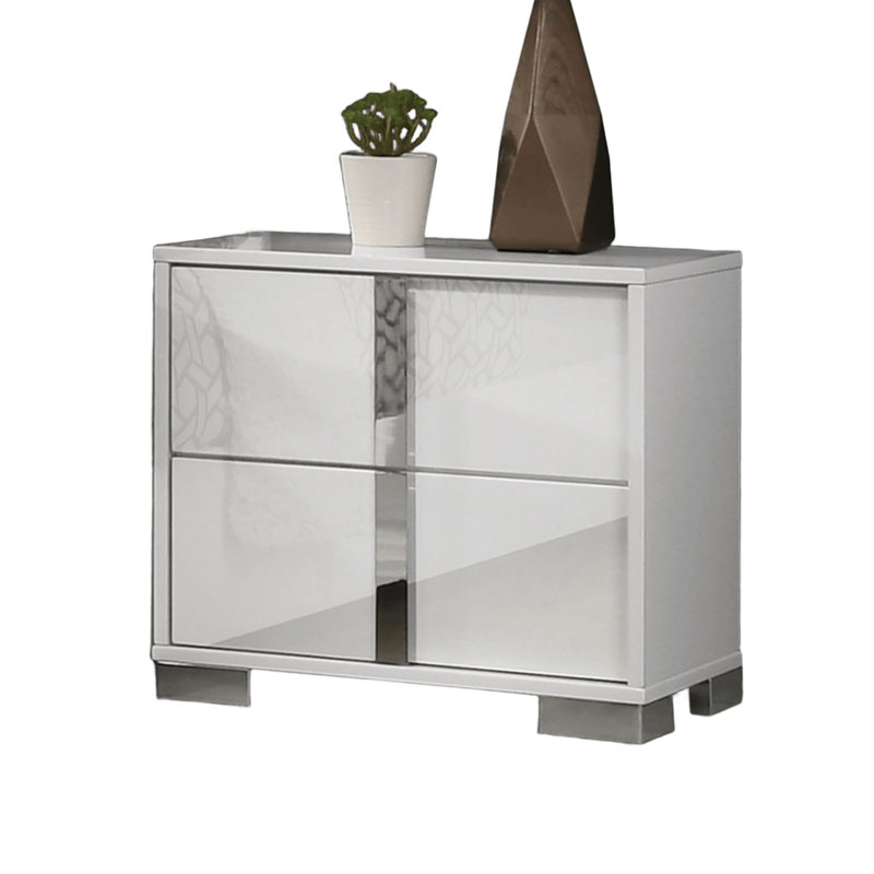 Contemporary Classic Bedside Table, White