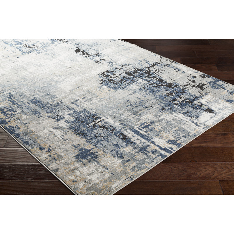 Tapis bleu marine / gris Cosey, Tapis de couloir 2 pi 7 po x 7 pi 3 po