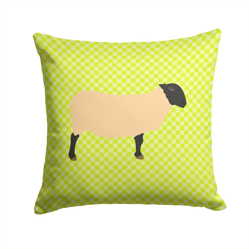Coussin extérieur suffolk ovin check, Vert, 14 po x 14 po
