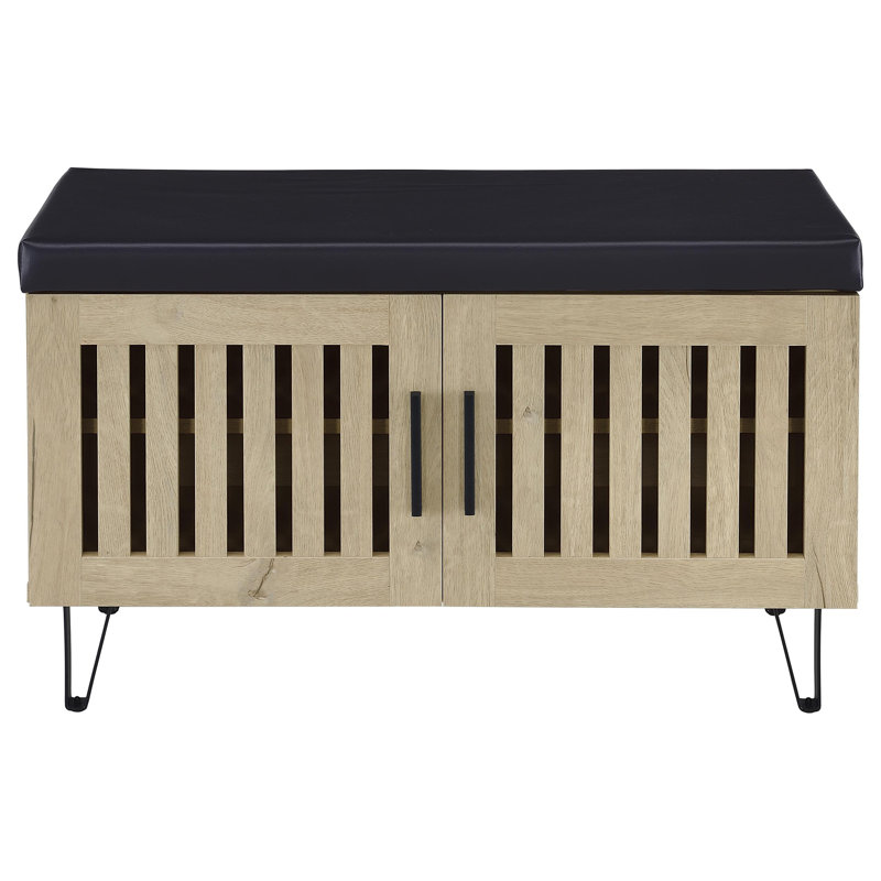White Oak 2-door Storage Bench, White Oak