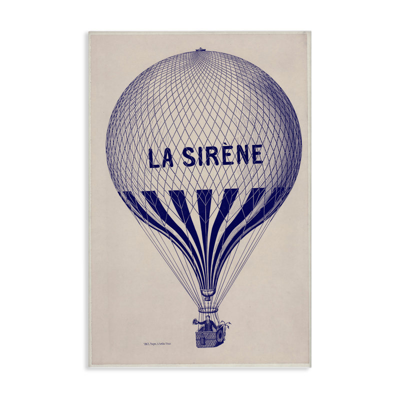 Art mural rétro avec montgolfière, design par Marcus Jules, H 24 po x l 16 po