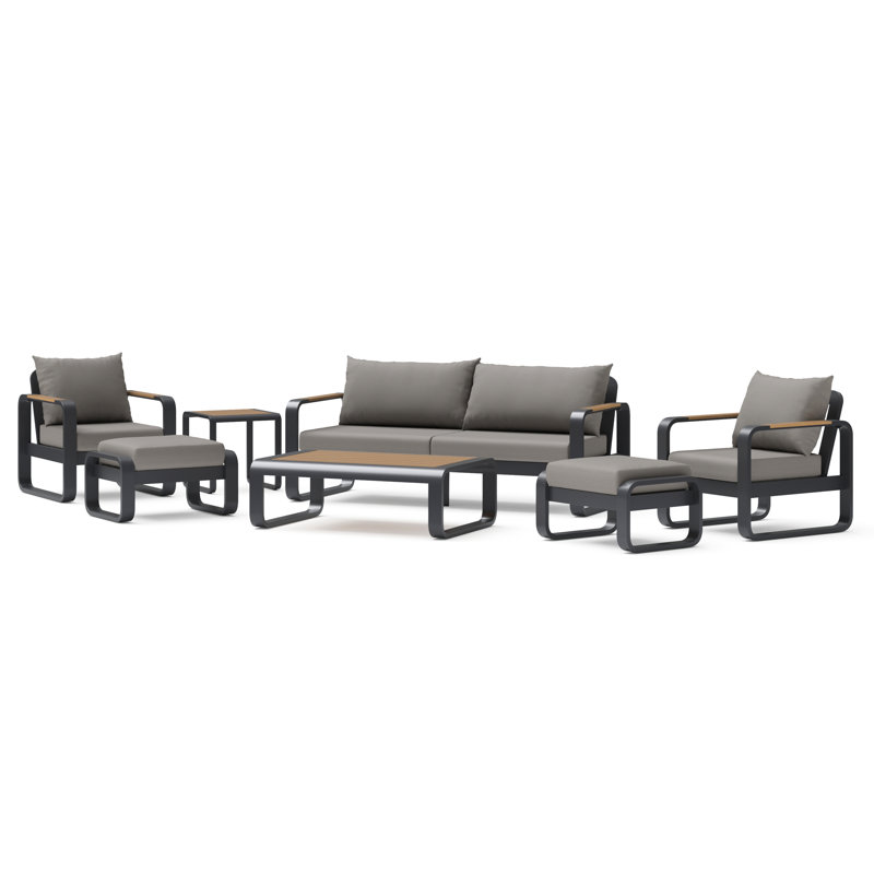 Andes 7-Piece Outdoor Patio Seating Set - Olefin Charcoal, Olefin Charcoal