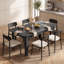 Table de salle à manger ovale extensible pour 4 à 6 personnes, bords arrondis, aspect bois noir.-1603157420-1603157421