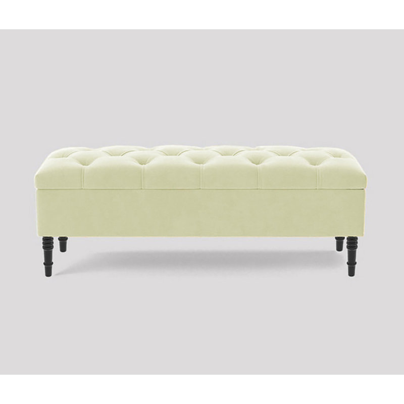 Velvet Upholstered Bench, Cream Plush Velvet