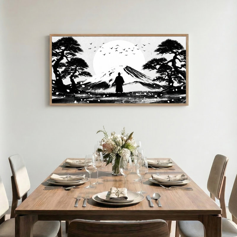 Tableau encadré sur toile représentant une silhouette de montagne (1 pièce), 147 x 71 cm, 58 po x 28 po