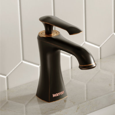 Karran Woodburn Single Handle Single Hole Basin Bathroom Faucet With Matching Pop-up Drain