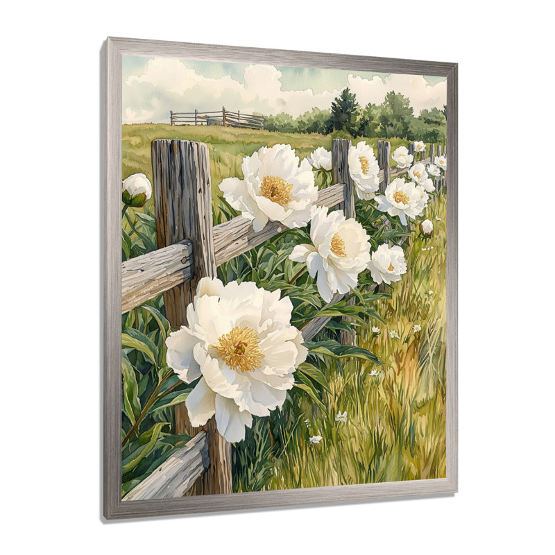Hatchett - Floral Canvas Prints, 32" H x 16" W, Single Picture Framed Print, Silver